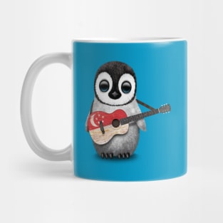 Baby Penguin Playing Singapore Flag Guitar Mug